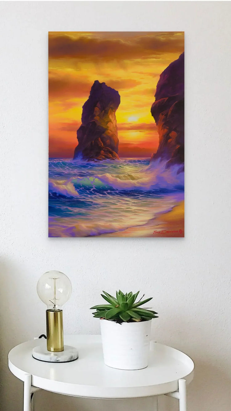 “Crimson Gate” Embellished Giclée on Canvas