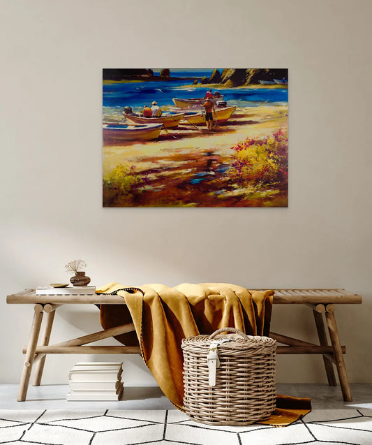 “Gone fishing” Embellished Giclée on Canvas