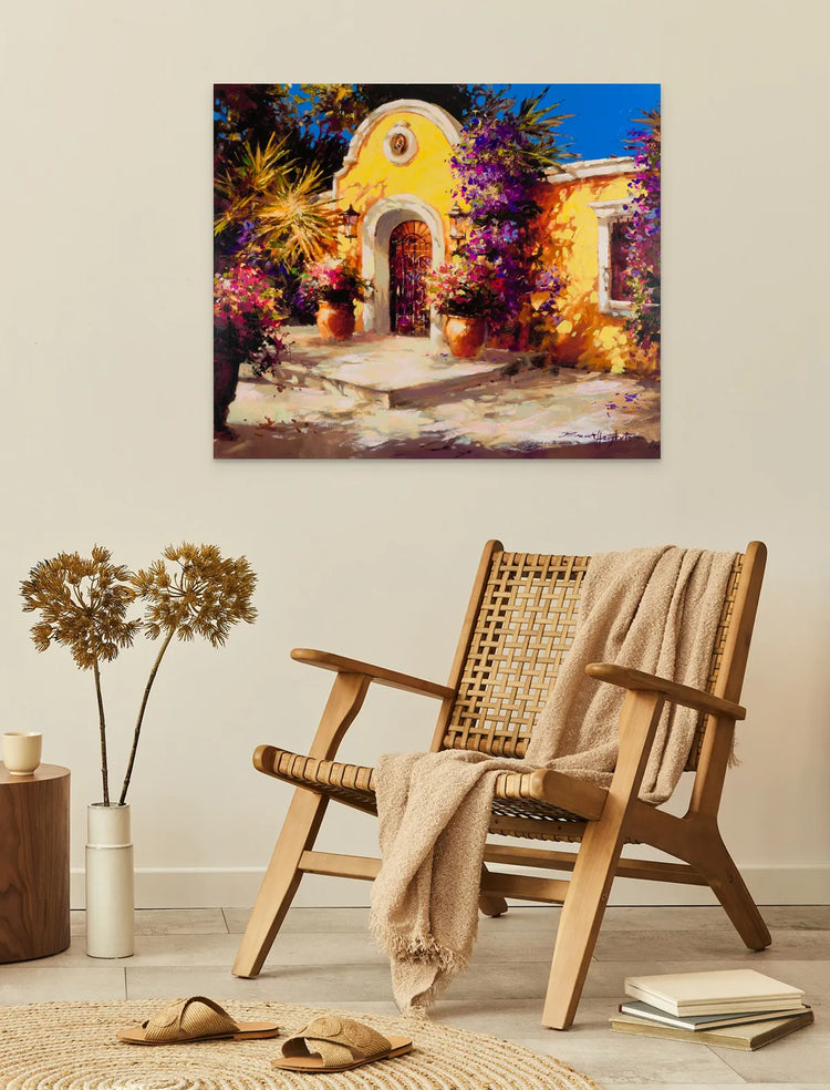 “Villa del Sol” Giclée adornada sobre lienzo