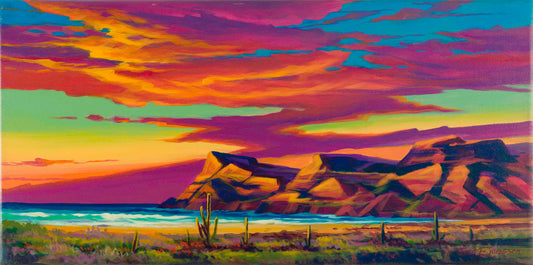 Jonn Einerssen, Desert and Sea, oil on canvas, 12 X 24 in