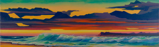 Jonn Einerssen, East Cape Breakers, oil on canvas, 12 X 39.5 in