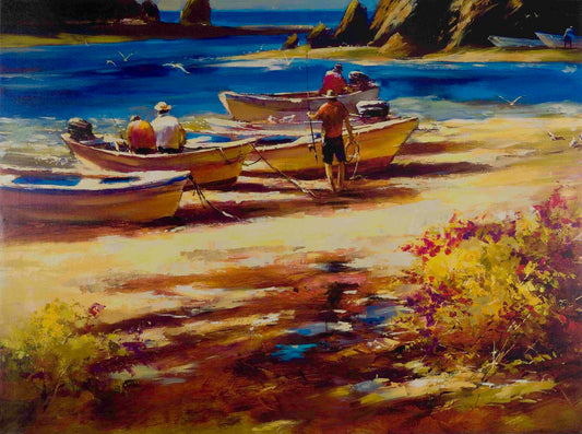 Brent Heighton, Gone Fishing, embellished giclée 20/40, 30 X 40 in
