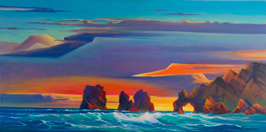 Jonn Einerssen, Land and Sea, oil on canvas, 16 X 31 in