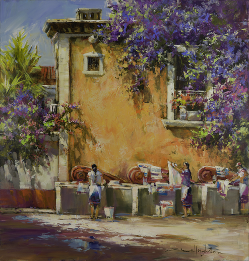 Brent Heighton, Lavandería, acrylic on canvas, 40 X 38 in