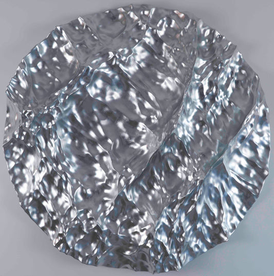 Isaac Katz, Oceana Circle Silver, resin and silver foil, 31.4 in diameter