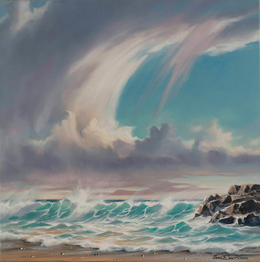 Jonn Einerssen, Silver Sea, oil on canvas, 24 X 24 in