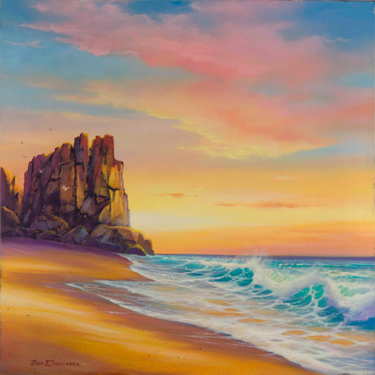 Jonn Einerssen, Sunset at Liberty Beach, 24 X 24 in